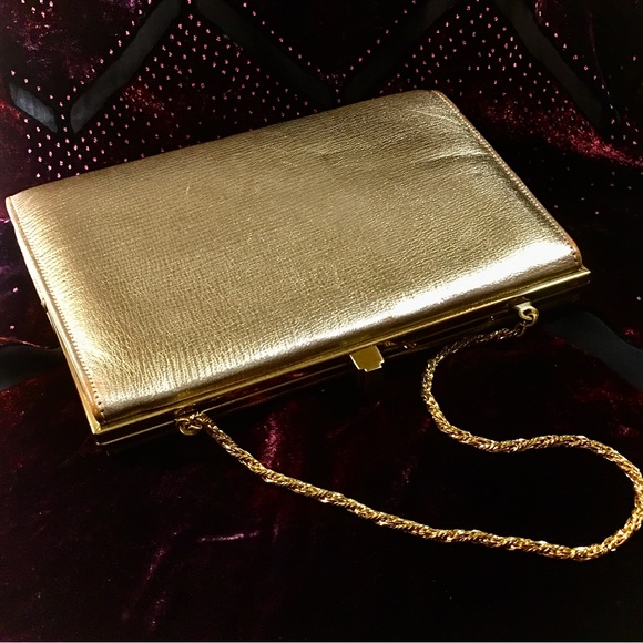 VINTAGE 1960s NICHOLAS REICH FOR BONWIT TELLER GOLD EVENING PURSE—RARE & ELEGANT - Picture 6 of 16